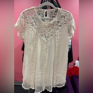 Elegant Cream Lace Women's Top